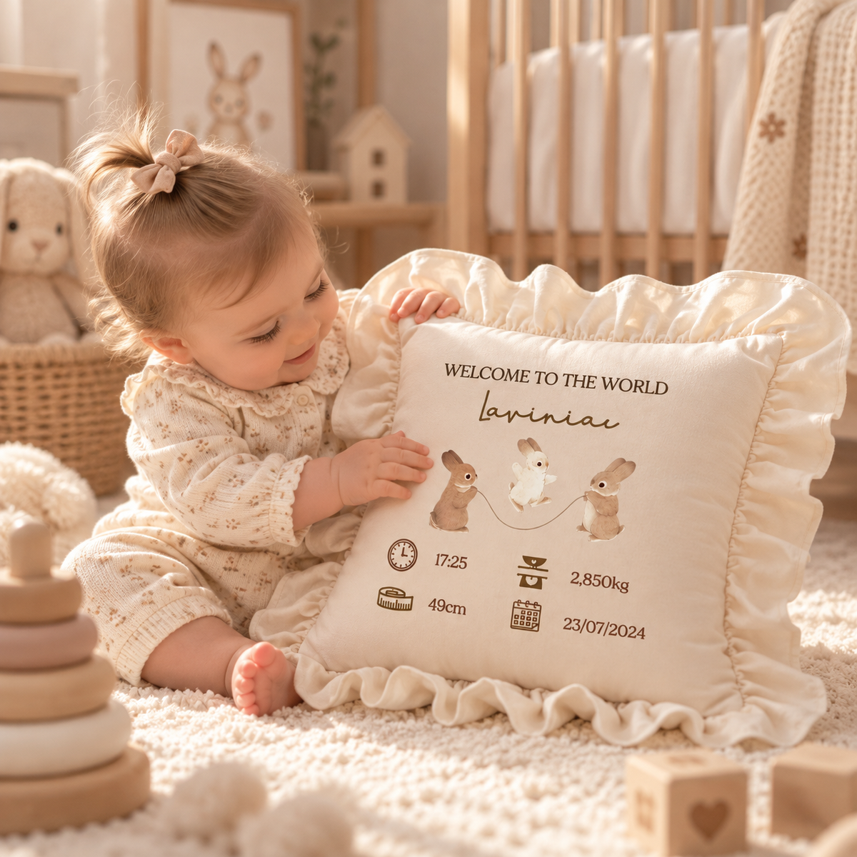 Federa cuscino nascita personalizzata