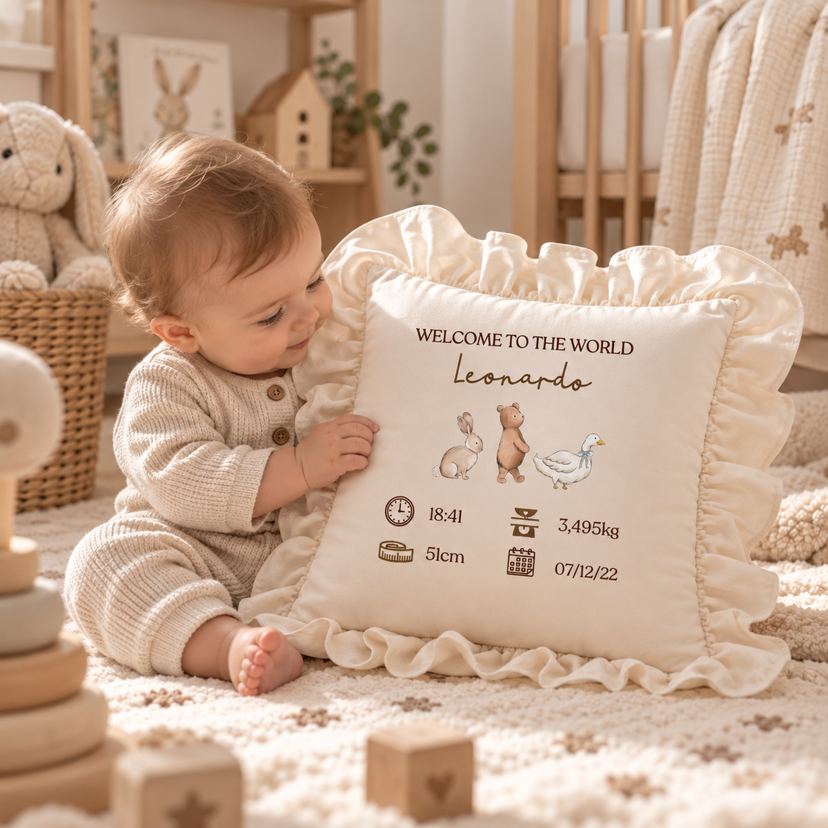 Federa cuscino nascita personalizzata