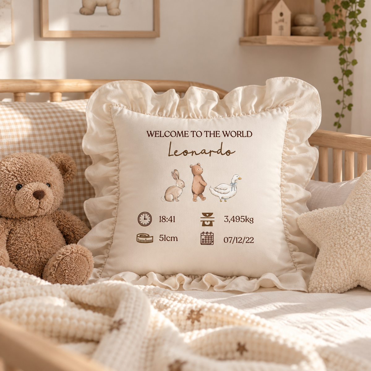 Federa cuscino nascita personalizzata